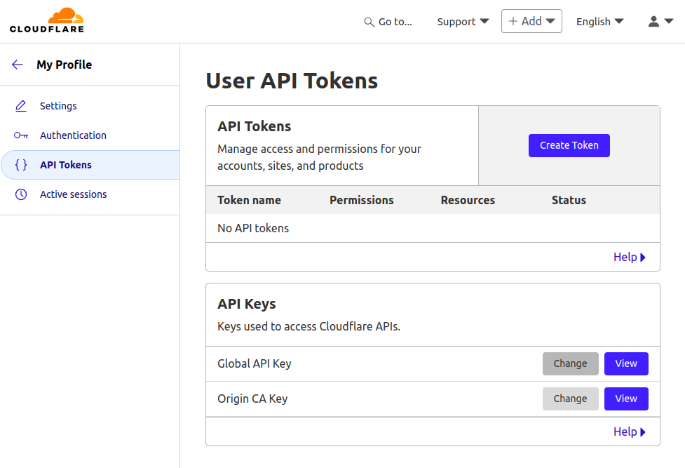 API TOKENS DASHBOARD