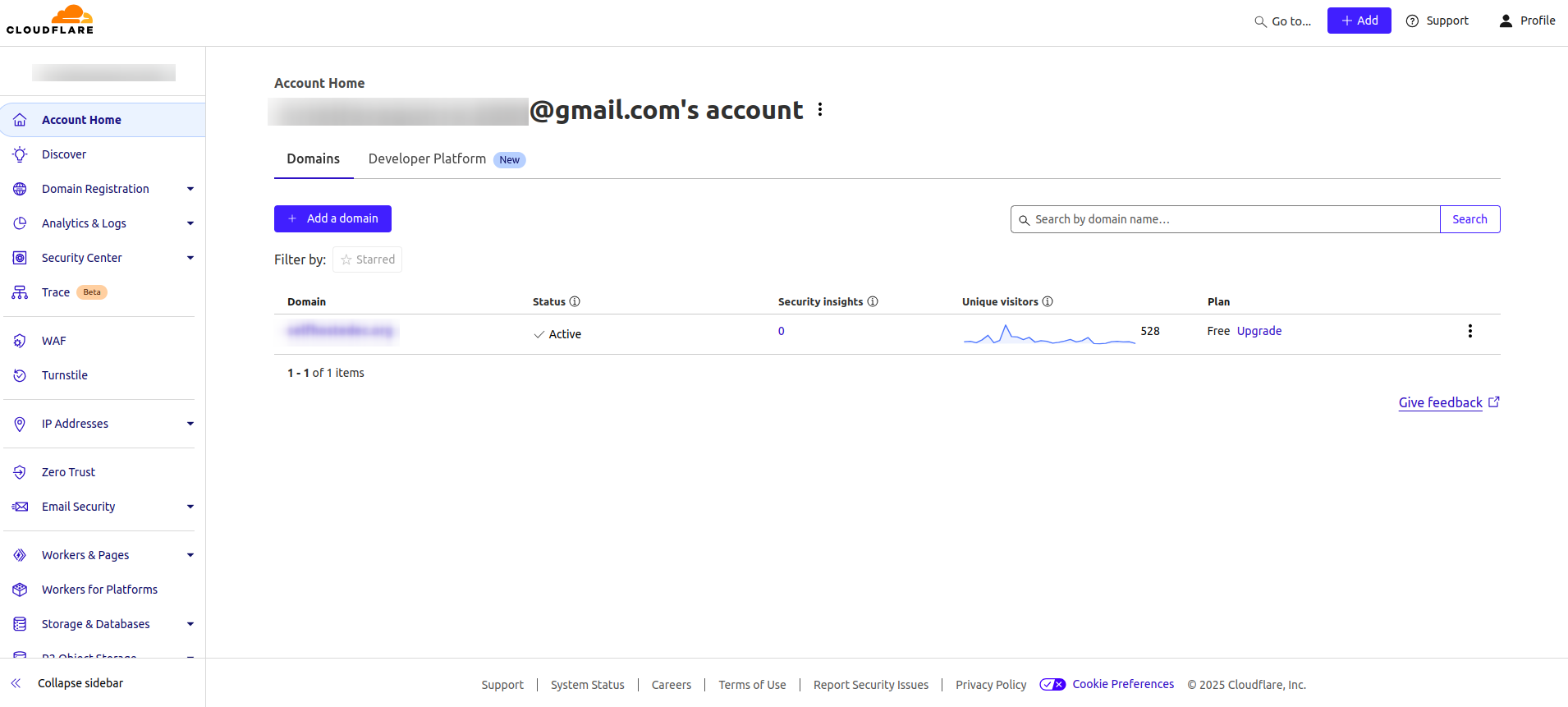 Dashboard de Cloudflare